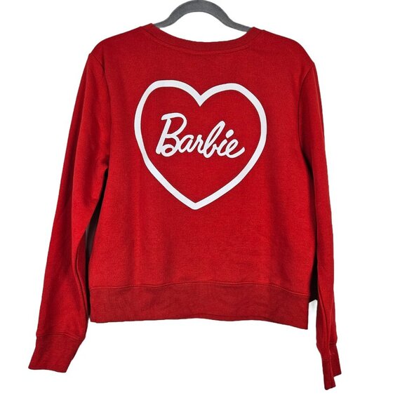 Barbie Tops - NWT Barbie Red Spellout Big Heart Pullover Graphic Crewneck Sweatshirt L